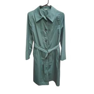 Vintage 1970's Alligator Trench Coat Green Size 12 Nesman Cottage Grannycore